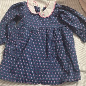 OshKosh B'gosh Blue Dress with Pink Floral and White Trim